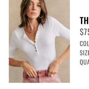 Sezane Theodora T-shirt Ecru - Size XS